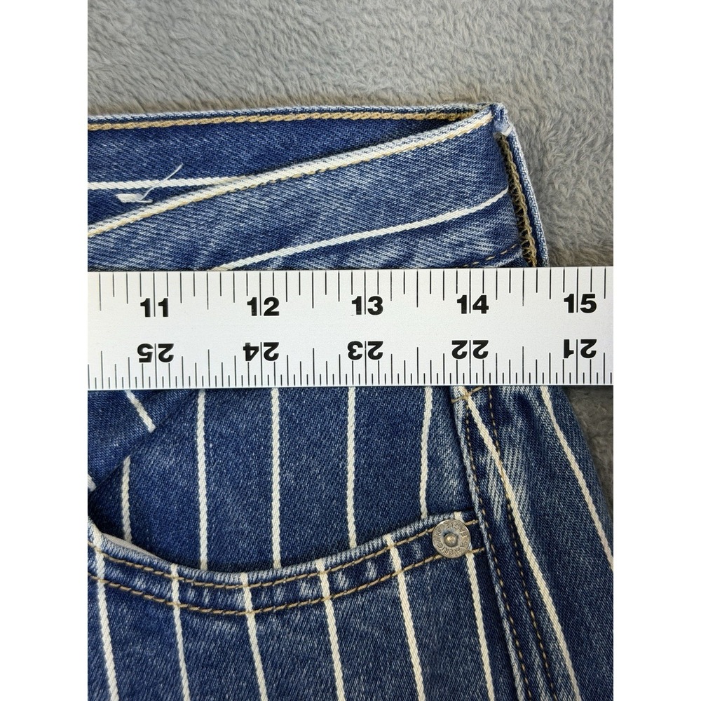 American Eagle Jeans Womens 4 Blue Light Wash Striped High Rise Mom Straight - Picture 3 of 10